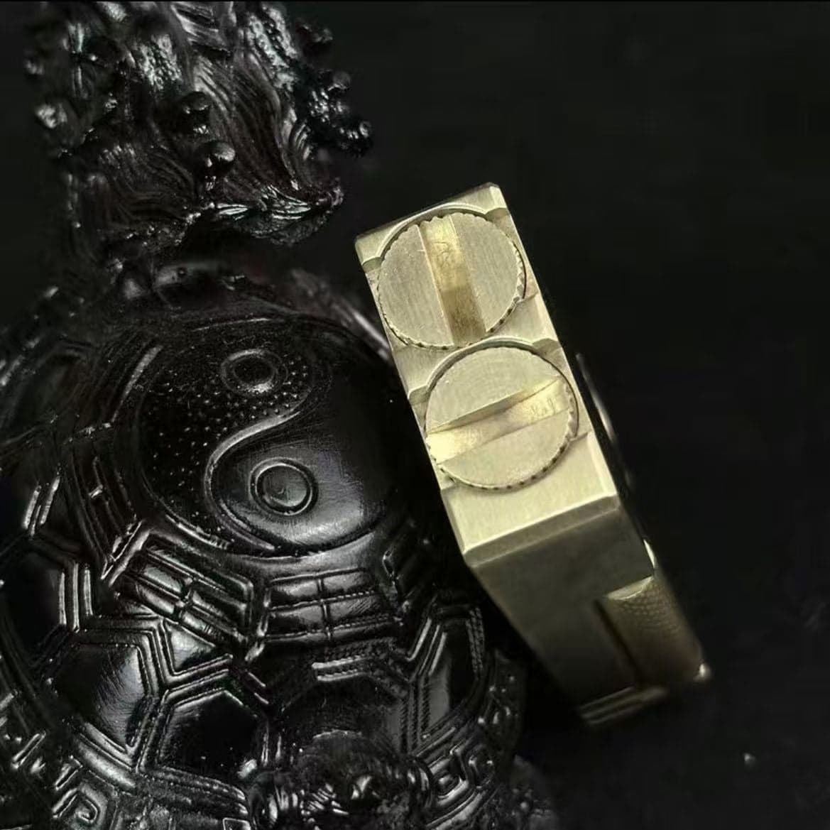 Vintage Solid Brass Oil Lighter – Side Ignition Refillable Design – Lighter – view 3