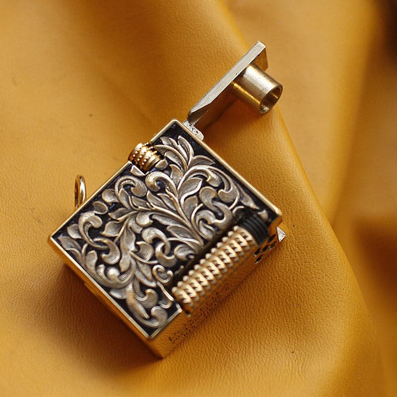 Solid Brass Keychain Oil Lighter – Brushed Finish, Side Ignition EDC Design – Lighter – view 11