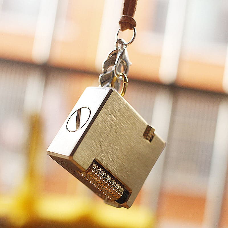 Solid Brass Keychain Oil Lighter – Brushed Finish, Side Ignition EDC Design – Lighter – Image 1