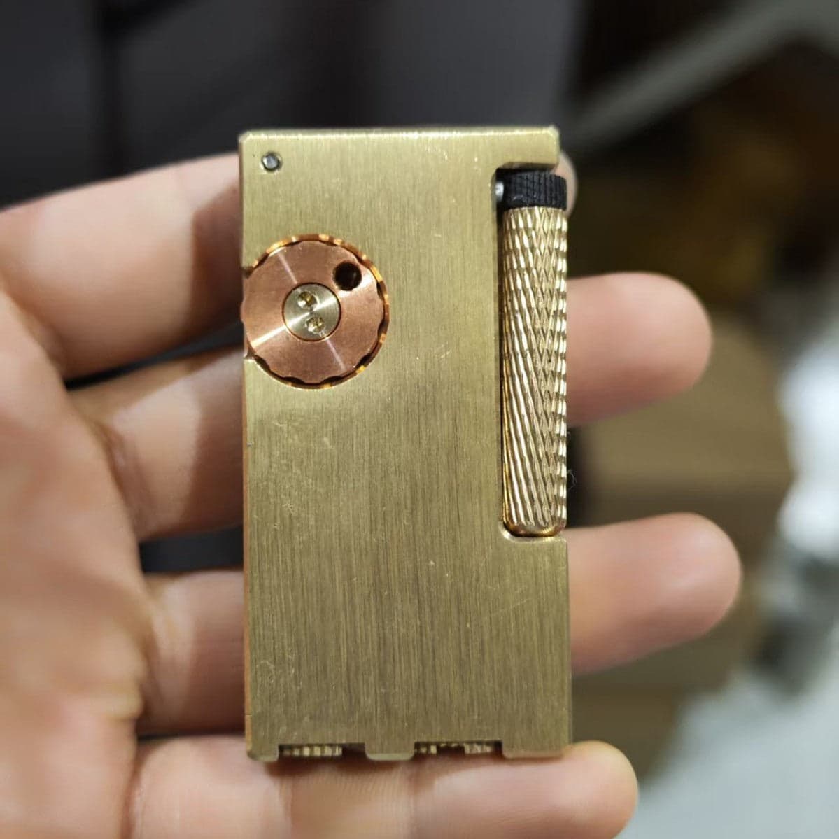 Vintage Solid Brass Oil Lighter – Side Ignition Refillable Design – Lighter – view 10