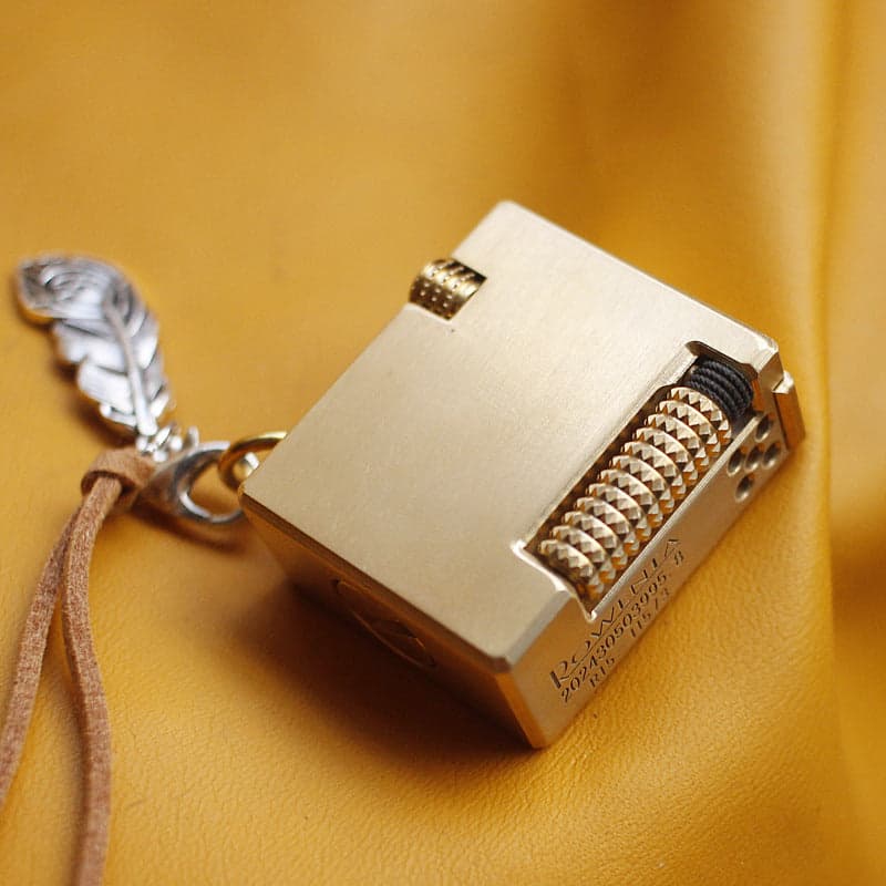 Solid Brass Keychain Oil Lighter – Brushed Finish, Side Ignition EDC Design – Lighter – view 8