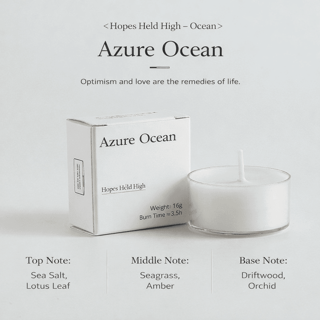 Azure Ocean Scented Tealight Candles – "Hopes Held High" Ocean Fragrance (Pack of 5) – Scented Candles – Image 1