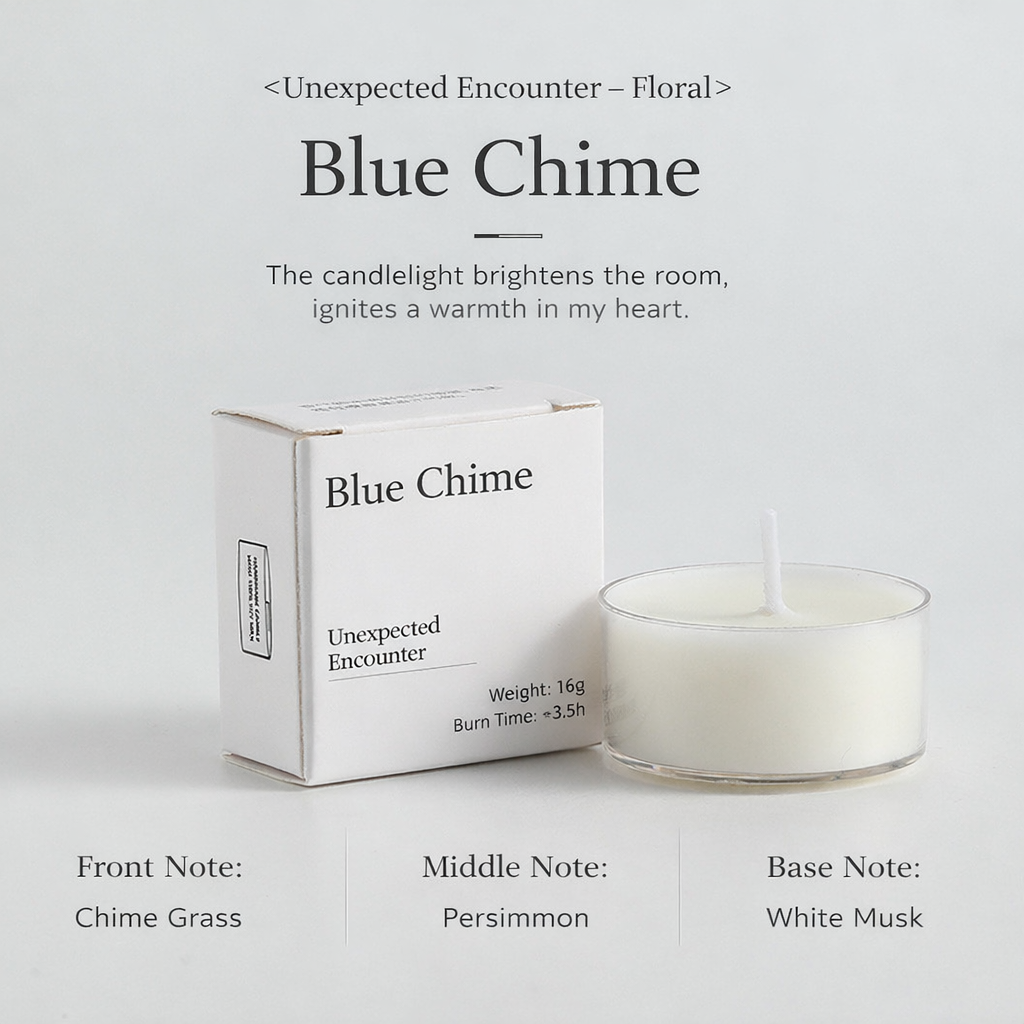 Blue Chime Scented Tealight Candles – Floral Fragrance "Unexpected Encounter" (Pack of 5)